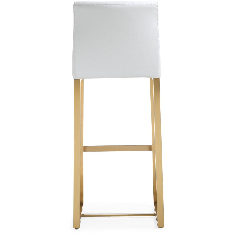 Denmark Performance Vegan Leather Stool with Gold Base - Set of 2 - White / Bar Height - Image 6