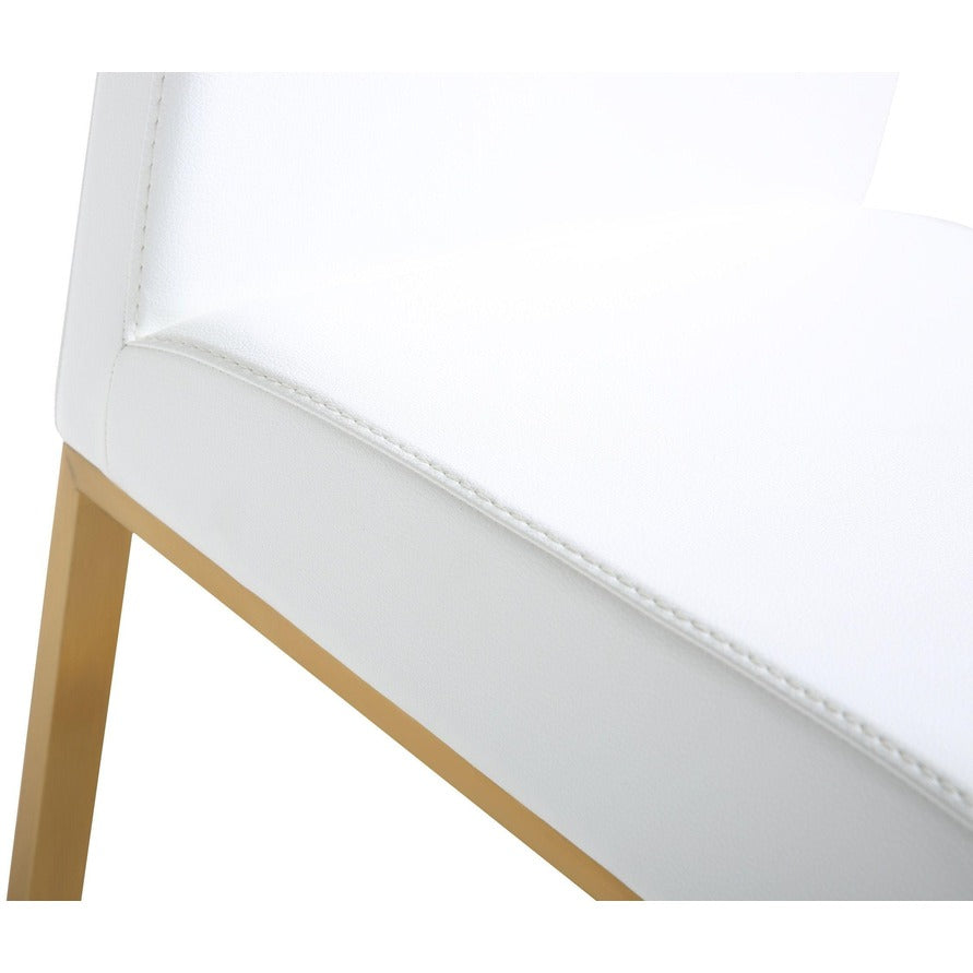 Denmark Performance Vegan Leather Stool with Gold Base - Set of 2 - White / Bar Height - Image 7
