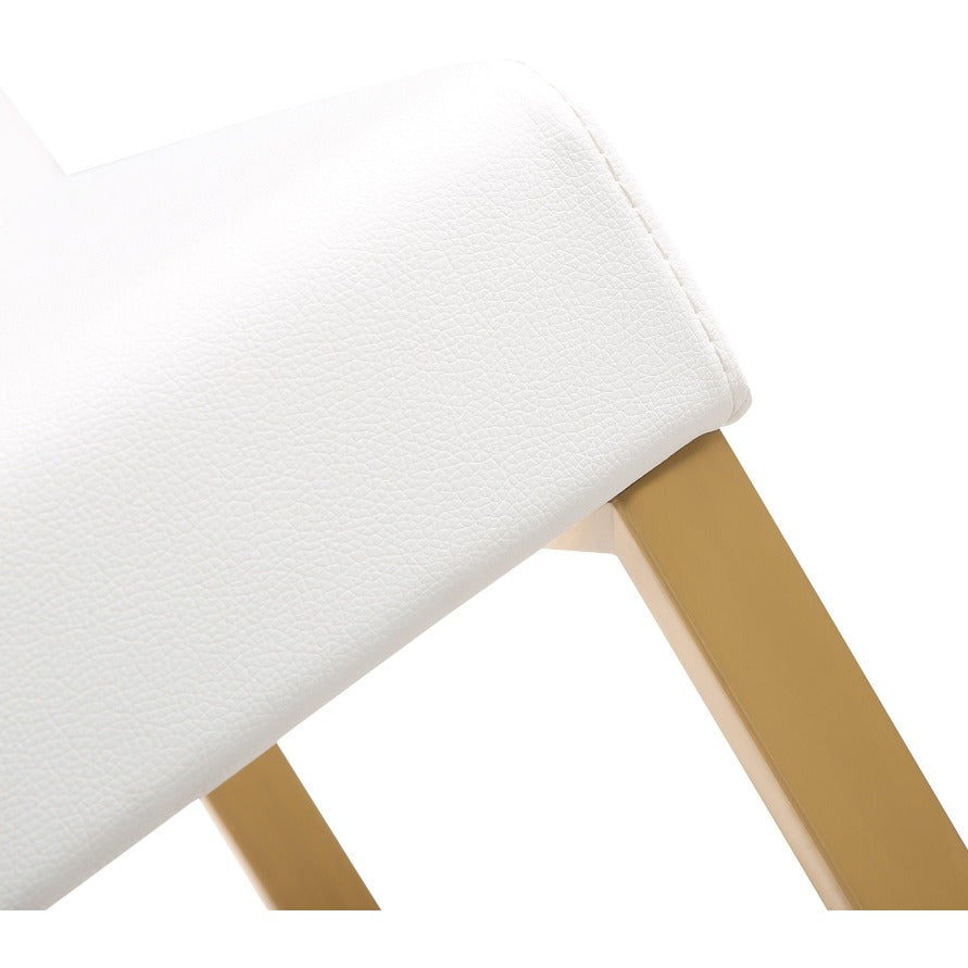 Denmark Performance Vegan Leather Stool with Gold Base - Set of 2 - White / Bar Height - Image 8
