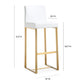 Denmark Performance Vegan Leather Stool with Gold Base - Set of 2 - White / Bar Height - Image 9