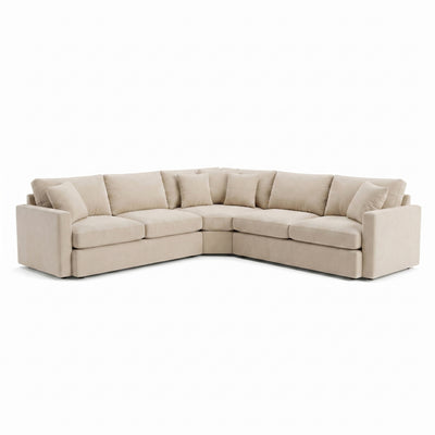 Casper 3-Piece Cream Basketweave Sectional - Image 1