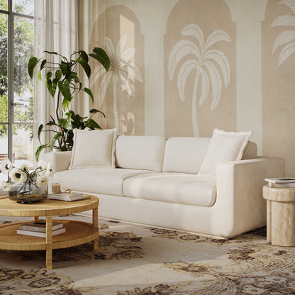 Miri 90.5" Upcycled Contract-Grade Washed Velvet Sofa - Cream - Image 1
