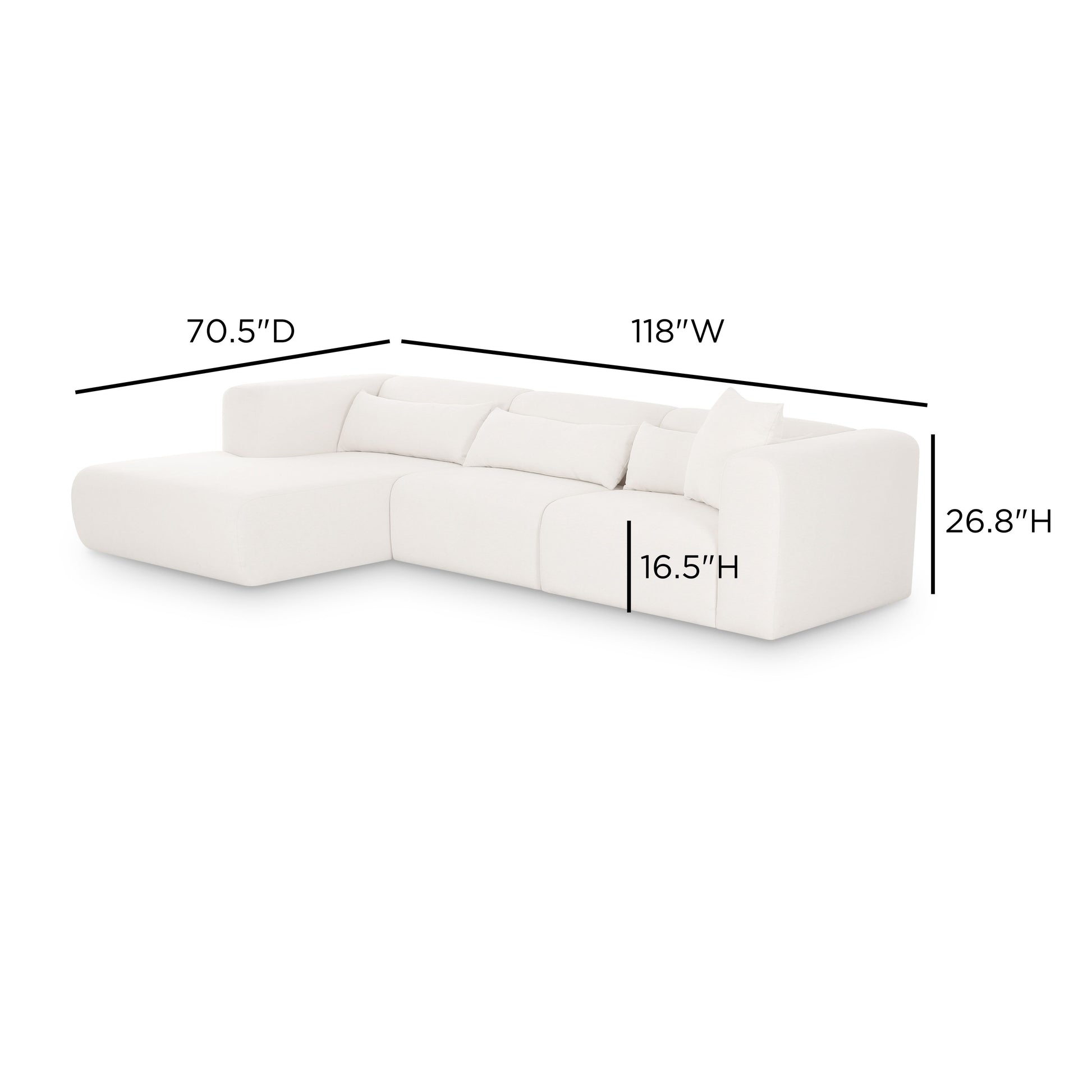 Tarra 3-Piece Cream Performance Chenille Modular Sectional - LAF - Image 6