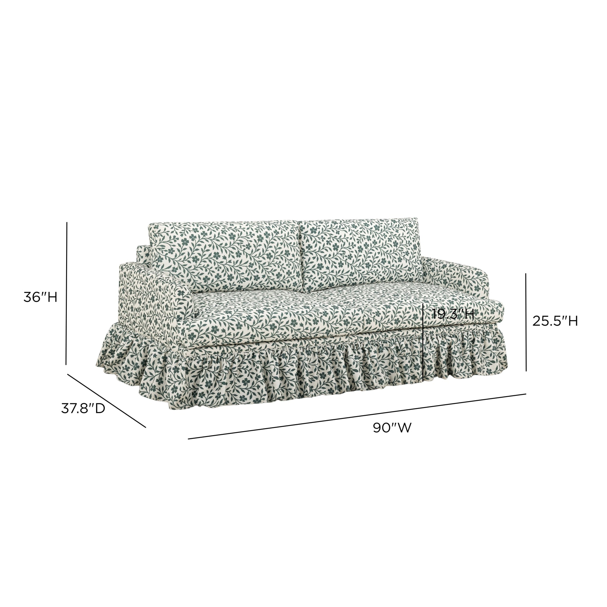 Gertrude 90" Floral Performance Linen Weave Sofa - Image 7
