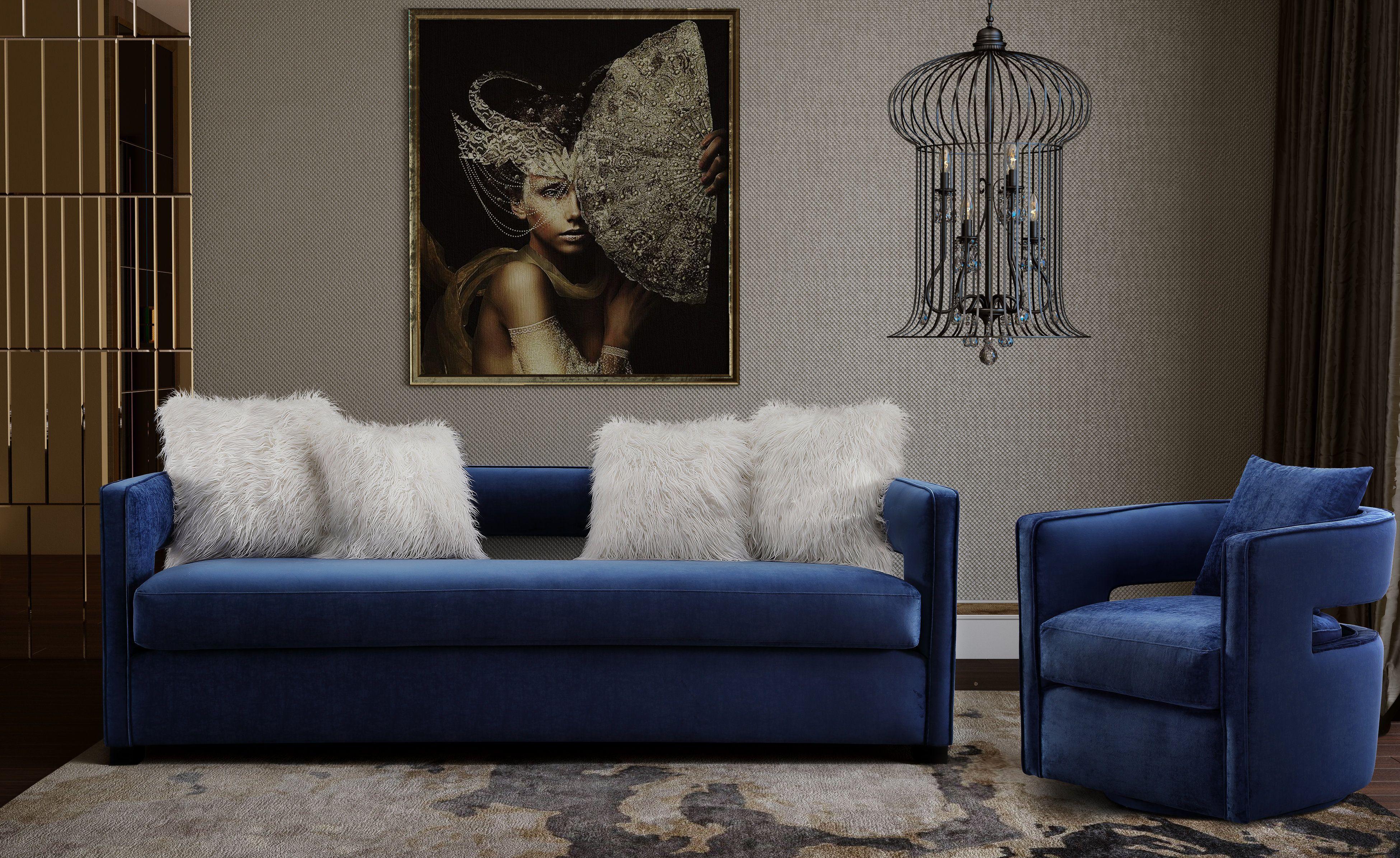TOV Furniture Kennedy Navy Swivel Chair