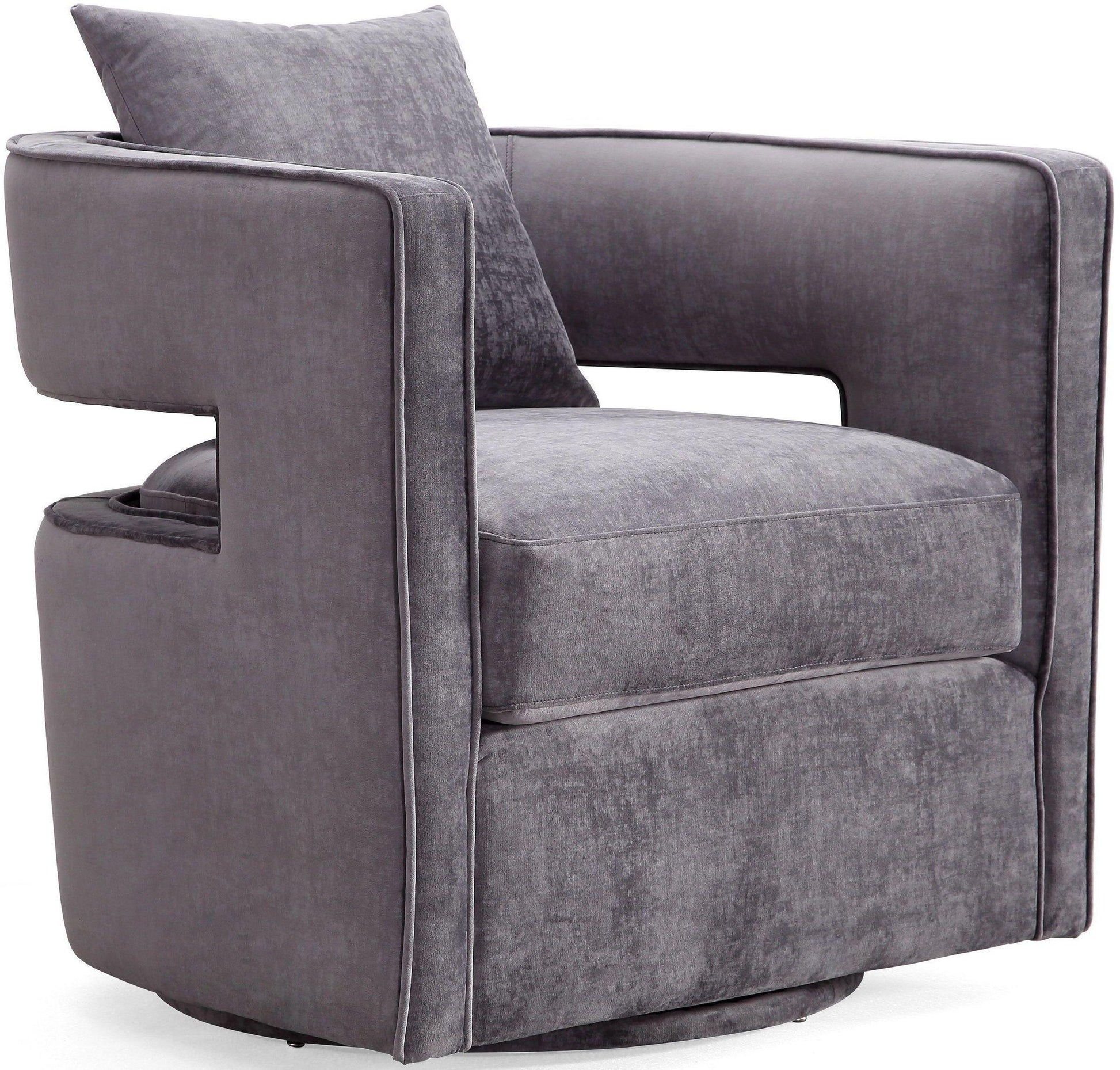 Kennedy Performance Velvet Swivel Accent Chair - Grey - Image 1