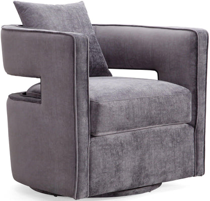 Kennedy Performance Velvet Swivel Accent Chair - Grey - Image 1