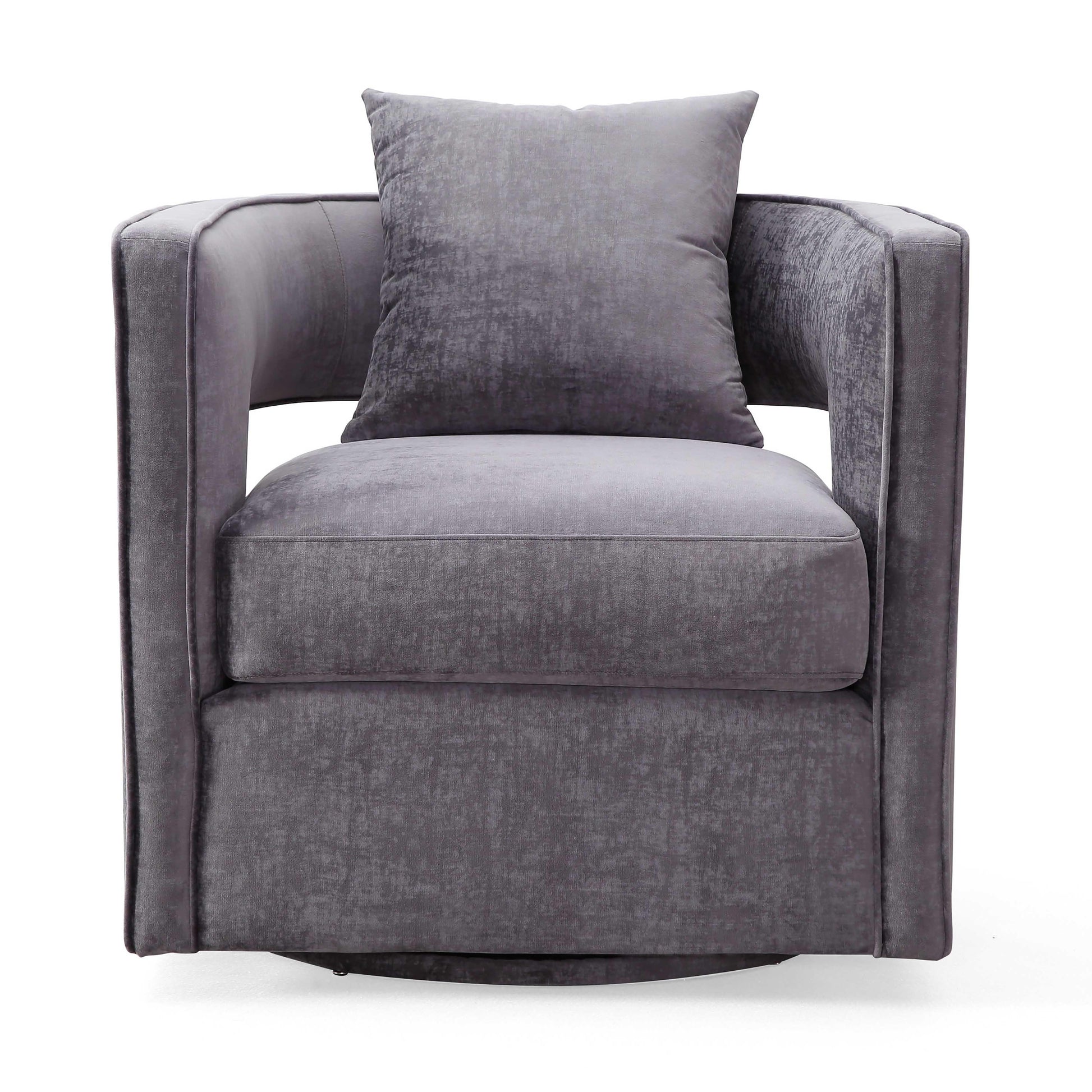 Kennedy Performance Velvet Swivel Accent Chair - Grey - Image 3