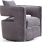 Kennedy Performance Velvet Swivel Accent Chair - Grey - Image 4