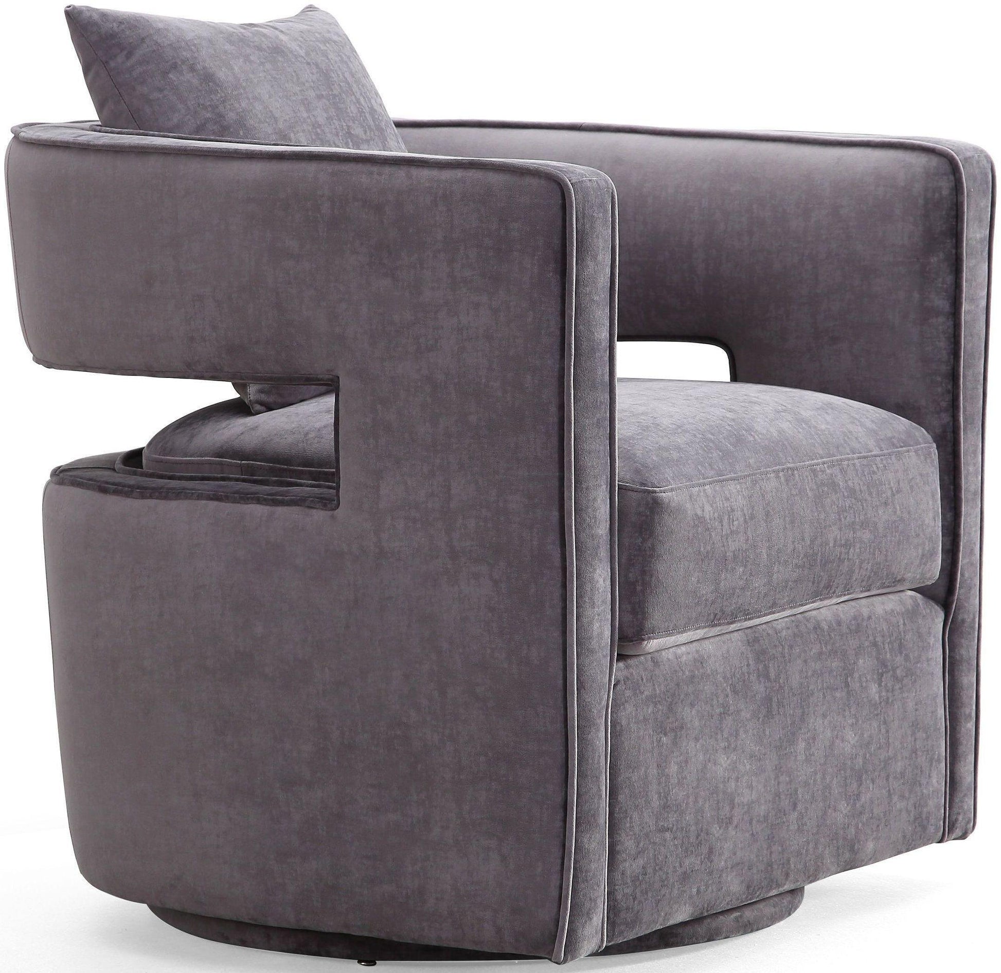 Kennedy Performance Velvet Swivel Accent Chair - Grey - Image 4