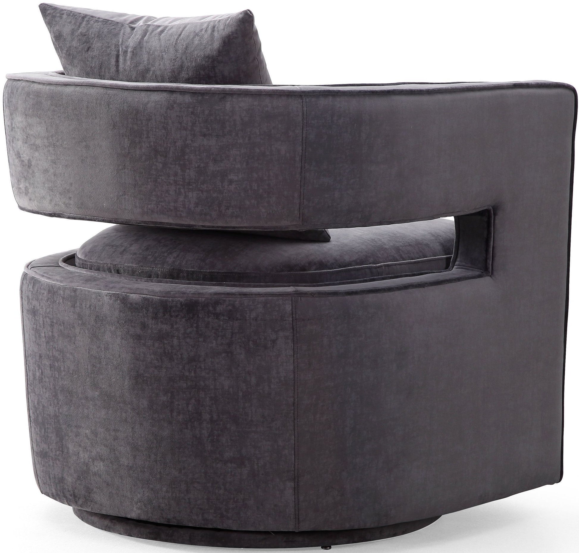 Kennedy Performance Velvet Swivel Accent Chair - Grey - Image 5