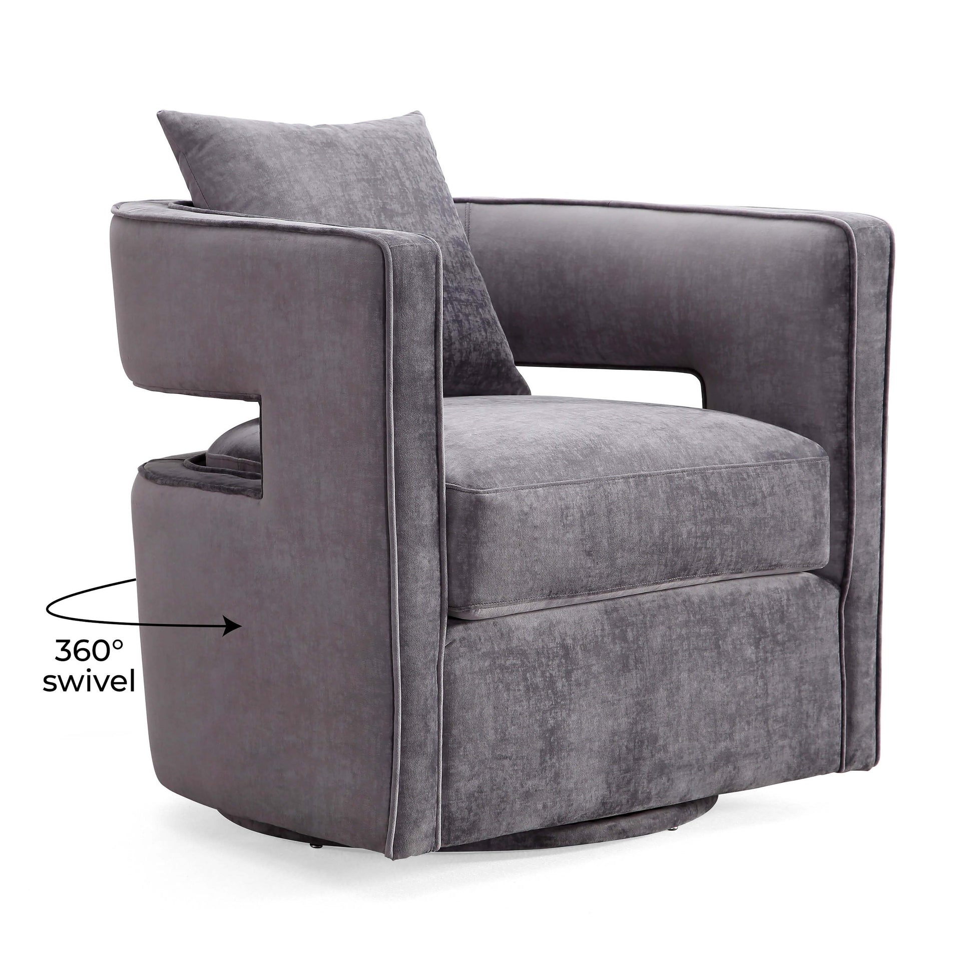 Kennedy Performance Velvet Swivel Accent Chair - Grey - Image 6