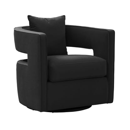 Kennedy Performance Velvet Swivel Accent Chair - Black - Image 1