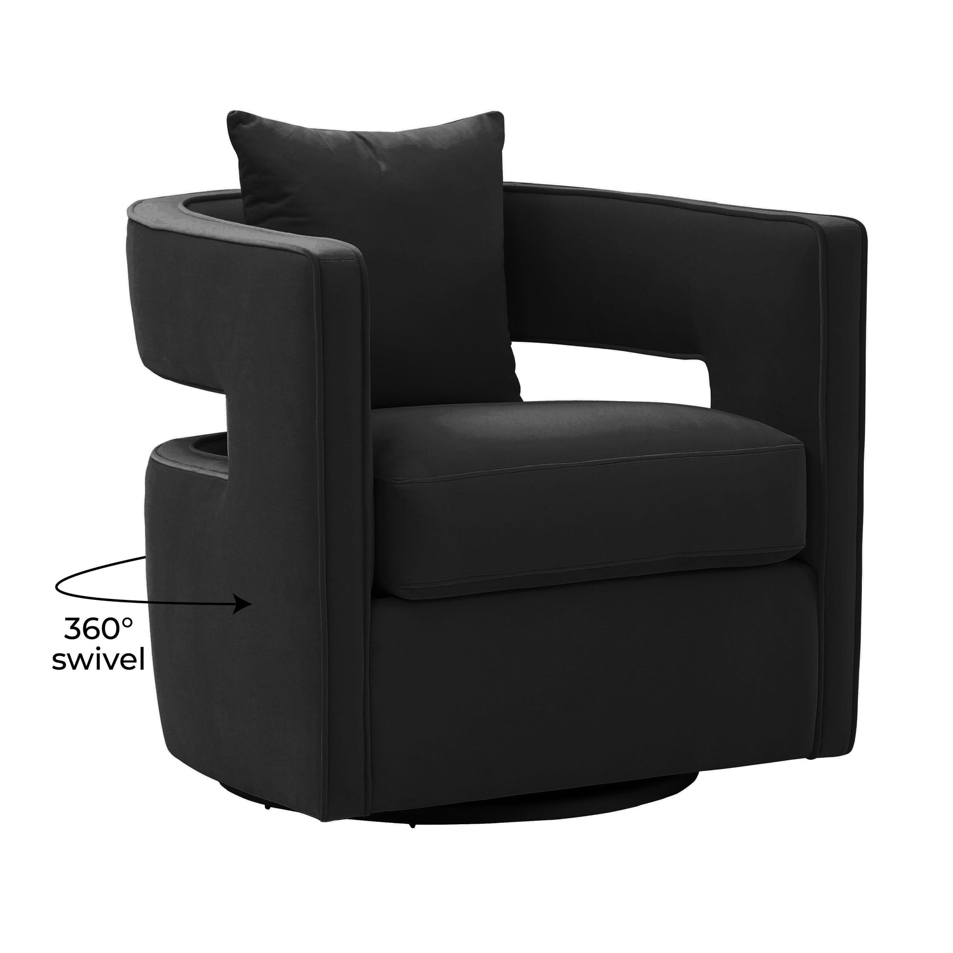 Kennedy Performance Velvet Swivel Accent Chair - Black - Image 6