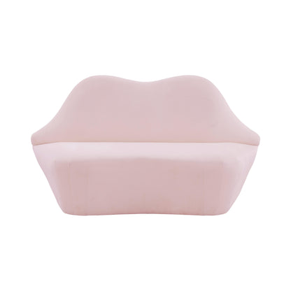 Lips 68" Performance Velvet Settee - Blush - Image 1