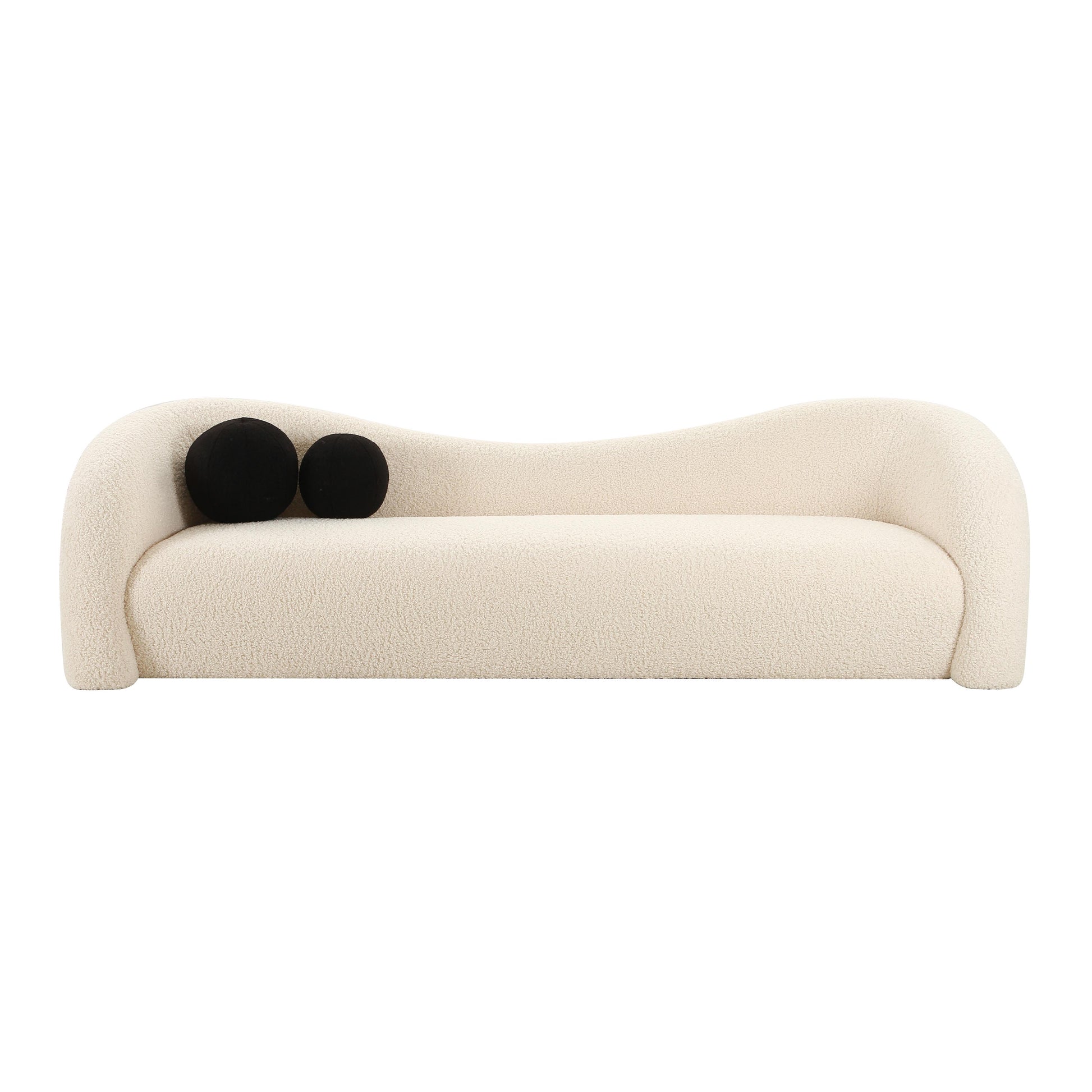 Leonie Faux Shearling Sofa (84"-103") - Beige / 103" - Image 1