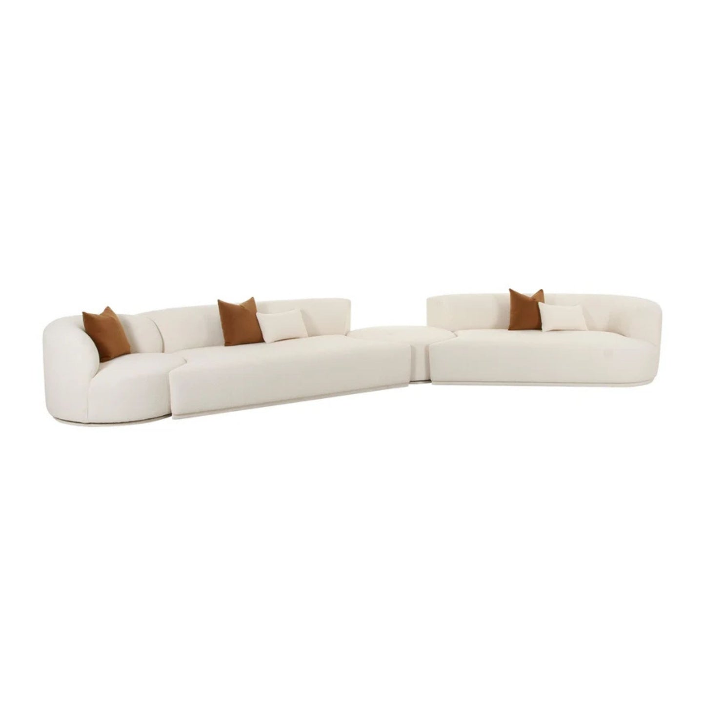 Fickle 4-Piece Cream Performance Boucle Modular Sectional - RAF - Image 1