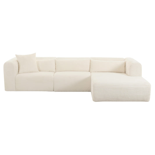 Tarra 3-Piece Fluffy Oversized Performance Corduroy Modular L-Shaped Sectional - Image 1