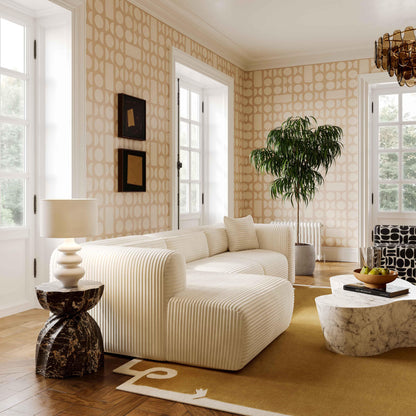 Tarra 3-Piece Fluffy Oversized Performance Corduroy Modular L-Shaped Sectional - Cream / LAF - Image 1