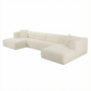 Tarra 4-Piece Fluffy Oversized Performance Corduroy Modular U-Sectional - Cream - Image 4