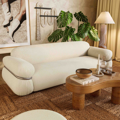 Leyla 98" Cream Performance Boucle Sofa - Default Title - Image 1