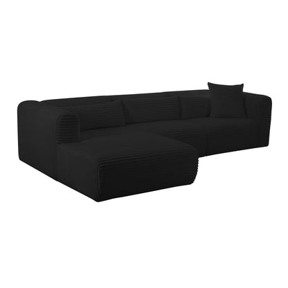 Tarra 3-Piece Fluffy Oversized Performance Corduroy Modular L-Shaped Sectional - Black / LAF - Image 1