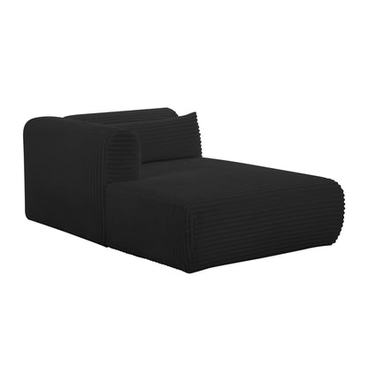 Tarra 71" Fluffy Oversized Performance Corduroy Modular Chaise - Black / LAF - Image 1