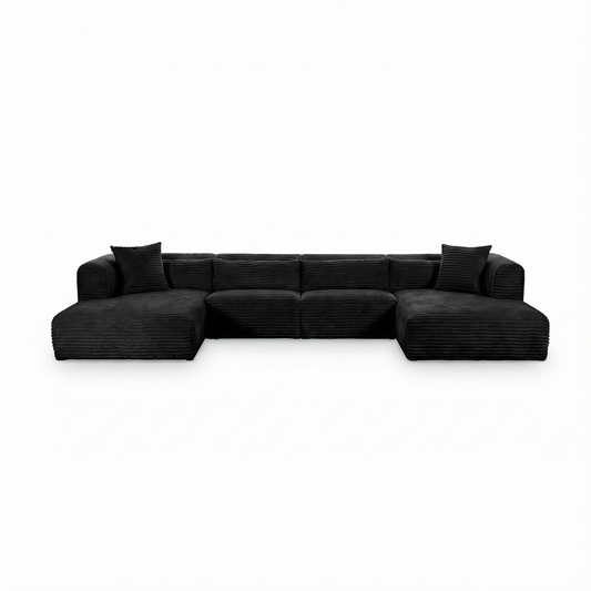 Tarra 4-Piece Fluffy Oversized Performance Corduroy Modular U-Sectional - Image 1