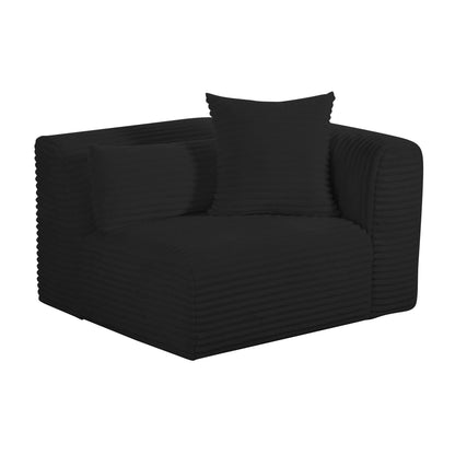Tarra Fluffy Oversized Performance Corduroy Modular Corner Chair - Black / RAF - Image 1