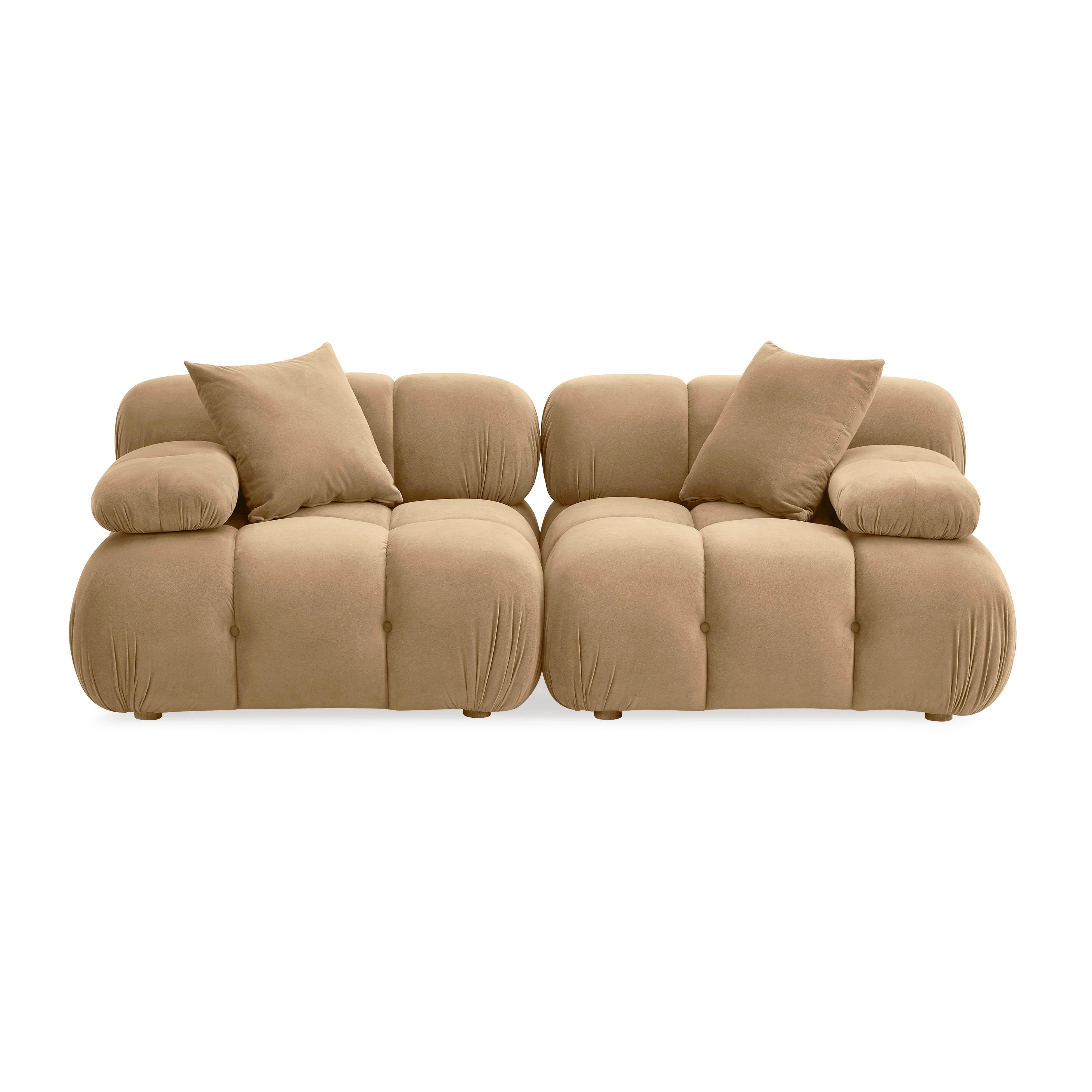 Calliope 79" Cafe Au Lait Performance Velvet Modular Loveseat - Thumbnail 2