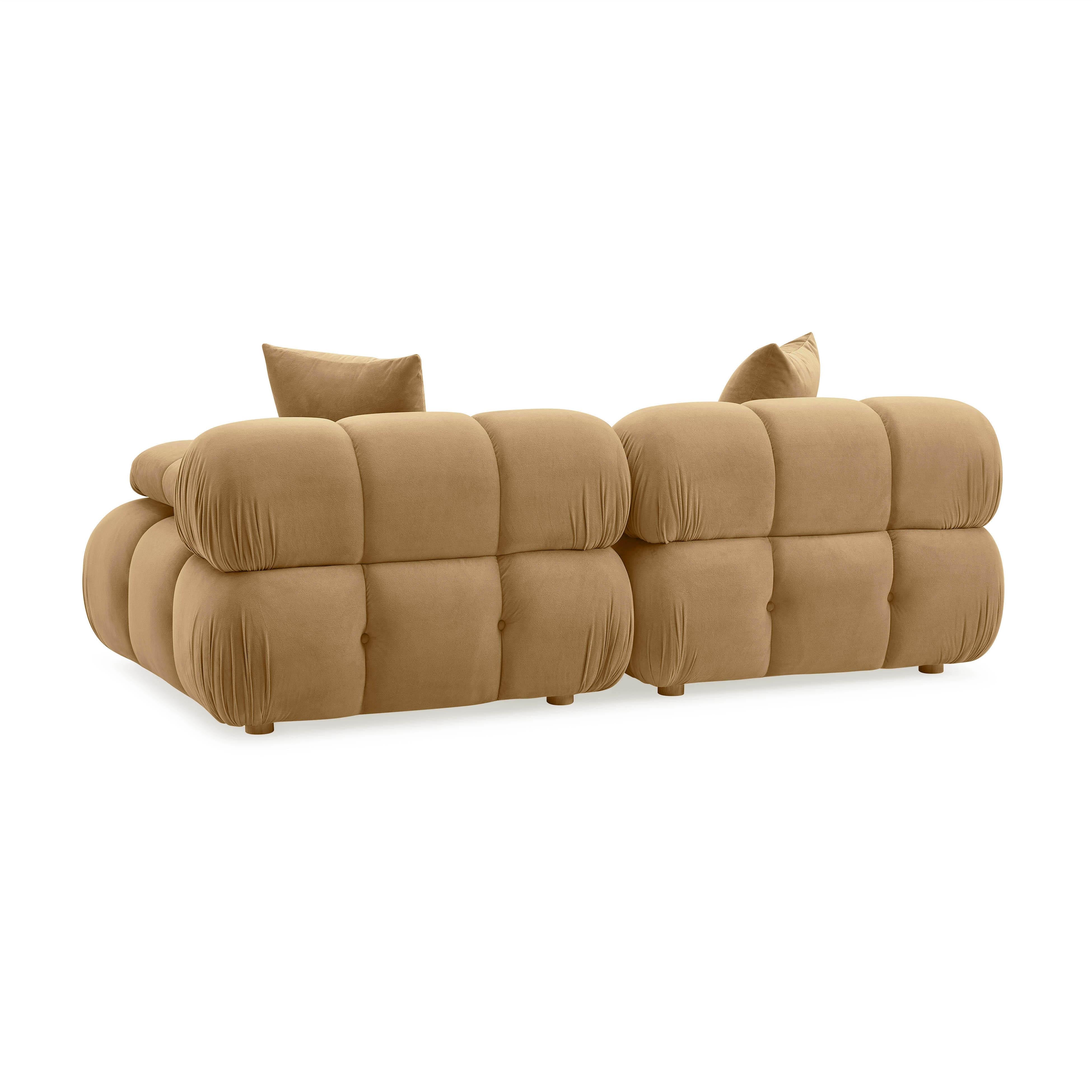 Calliope 79" Cafe Au Lait Performance Velvet Modular Loveseat - Thumbnail 4