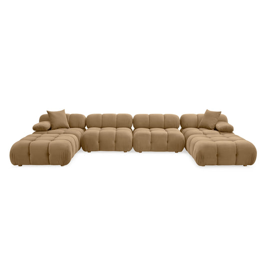 Calliope 6-piece Cafe Au Lait Performance Velvet Modular U-Sectional - Image 1