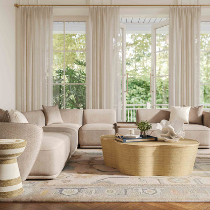 Sylvie 6-Piece Cream Performance Boucle Large Sectional - Default Title - Image 1