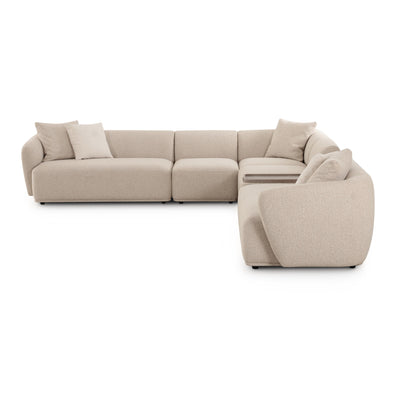Sylvie 6-Piece Cream Performance Boucle Large Sectional - Image 1