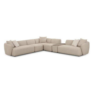 Sylvie 6-Piece Cream Performance Boucle Large Sectional - Image 1