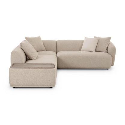 Sylvie 4-Piece Cream Performance Boucle Chaise Sectional - LAF - Image 1