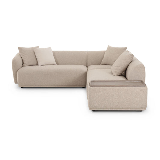 Sylvie 4-Piece Cream Performance Boucle Chaise Sectional - Image 1