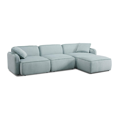 Travie 4-Piece Performance Corduroy Velvet Modular Sectional - Sea Blue - Image 1