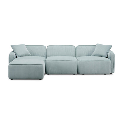 Travie 4-Piece Performance Corduroy Velvet Modular Sectional - Sea Blue - Image 1