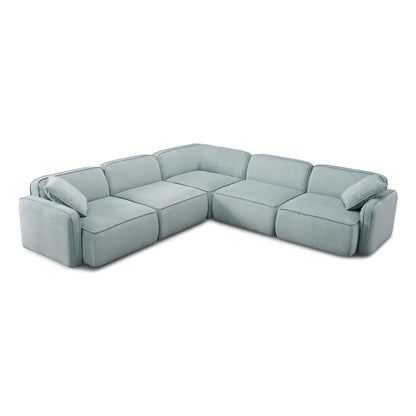 Travie 5-Piece Performance Corduroy Velvet Modular L-Sectional - Sea Blue - Image 1