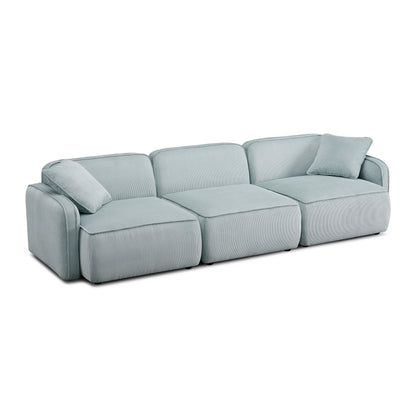 Travie 112" Performance Corduroy Velvet Modular Sofa - Sea Blue - Image 1