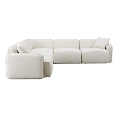 Travie 5-Piece Sand Upcycled Performance Linen Modular L-Sectional - Image 1