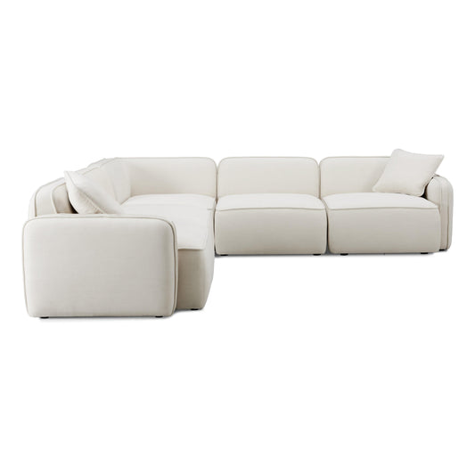 Travie 5-Piece Sand Upcycled Performance Linen Modular L-Sectional - Image 1