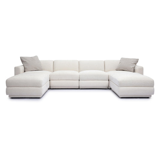 Perry 6-Piece Cream Performance Chenille Modular U-Sectional - Image 1