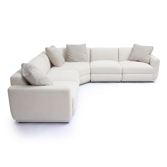 Perry 5-Piece Cream Performance Chenille Modular L-Sectional - Image 1