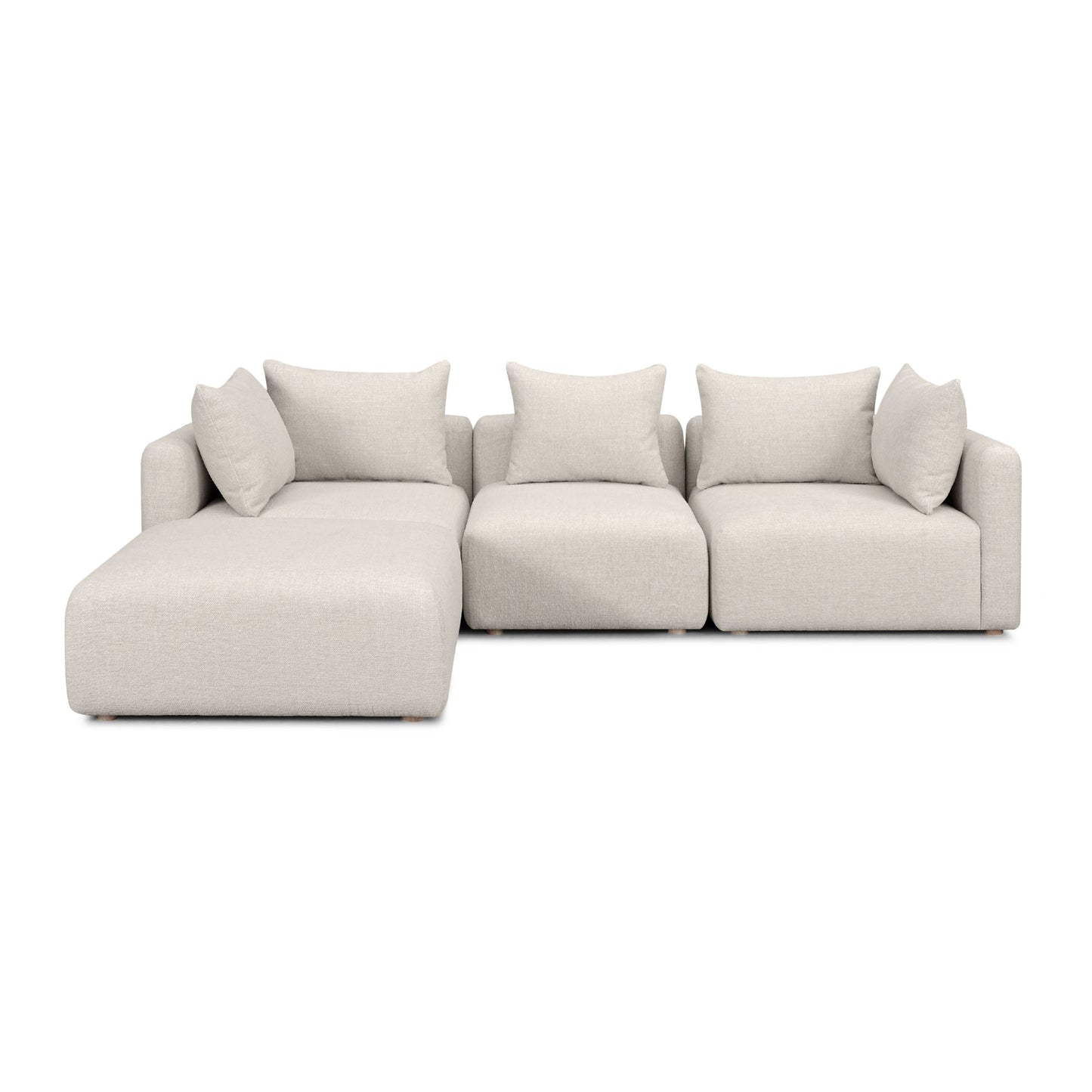 Hangover 4-Piece Contract-Grade Textured Fabric Modular Sectional - Cream - Image 3