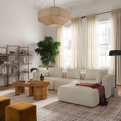 Hangover 4-Piece Contract-Grade Textured Fabric Modular Sectional - Cream - Image 1