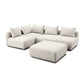 Hangover 4-Piece Contract-Grade Textured Fabric Modular Chaise Sectional - Cream - Image 3