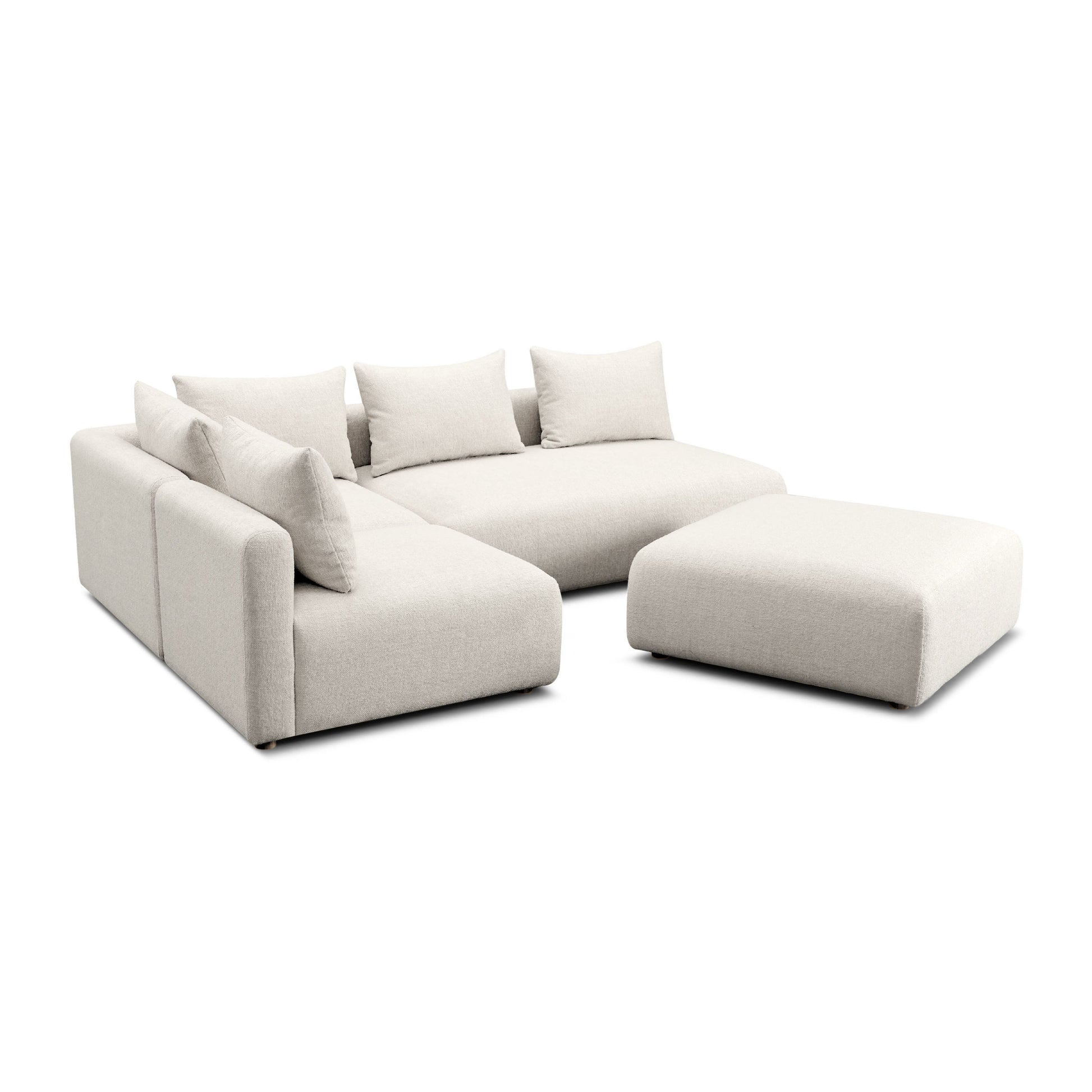 Hangover 4-Piece Contract-Grade Textured Fabric Modular Chaise Sectional - Cream - Image 4