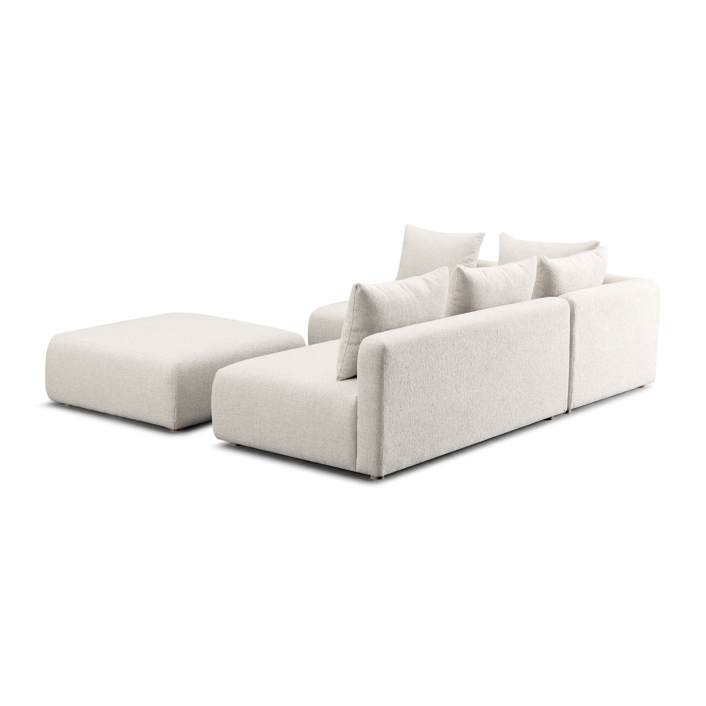 Hangover 4-Piece Contract-Grade Textured Fabric Modular Chaise Sectional - Cream - Image 5